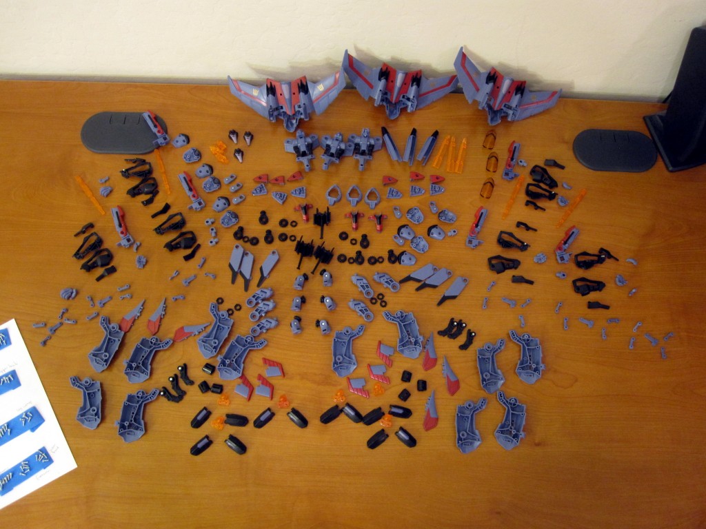 Three disassembled Starscreams