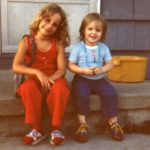 Kathleen and Jessica sit on the back porch of their home. (9/1979)