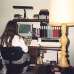 Jessica talked on a Bulletin Board System with her dad's Packard Bell computer. (11/1988)