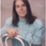 Jessica sits in a white chair for one of her senior studio portraits. (6/15/1994)