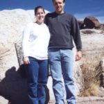 Jessica Cole and Andrew Green pose at the Petroglyphs in Arizona. (3/1/199)