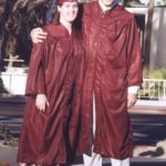 Jessica Cole and Andrew Green pose together before their ASU College of Business graduation ceremony. (5/13/1999)