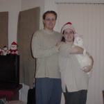 Andrew Green, Jessica Cole, and her cat Olly in Boston, MA. Christmas 2000. (11/24/2000)