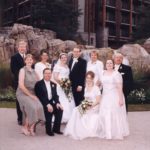 Family photo after the wedding of Andrew and Jessica Green at the Wilderness Lodge, at Walt Disney World. (2/2/2002)