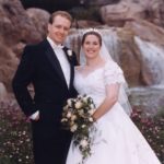 Newlyweds Andrew and Jessica Green after their wedding ceremony at the Wilderness Lodge, at Walt Disney World. (2/2/2002)