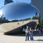 Karen and Jessica pose in front of the Cloud Gate in Chicago, IL. (7/9/2008)