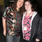 Jessica meets celebrity artist Weird Al Yankovic during the Party at Paramount Studios, part of Botcon 2009. (5/30/2009)