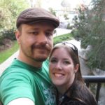 Andrew and Jessica pose on the same balcony where they had their wedding ceremony 10 years earlier. Wilderness Lodge, Walt Disney World. (2/2/2012)