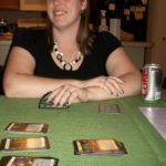 Jessica playing her favorite card game, Dominion. (4/13/2012)