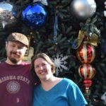 Andrew and Jessica pose in front of a giant Christmas tree found at Disneyland. (12/5/2015)