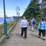 Karen, Jerry, and Jessica walking along the boardwalk in Nova Scotia. (8/31/2016)