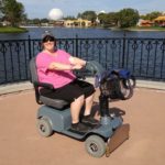 Jessica poses in the ECV she rented at Epcot, Walt Disney World. (12/15/2016)