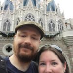 Andrew and Jessica pose at the bottom of Cinderella's Castle at the Magic Kingdom for Andrew's 40th birthday. (12/19/2016)