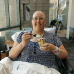 Jessica enjoys some mint chocolate chip ice cream at the cafeteria of the Mayo Clinic. (6/3/2018)